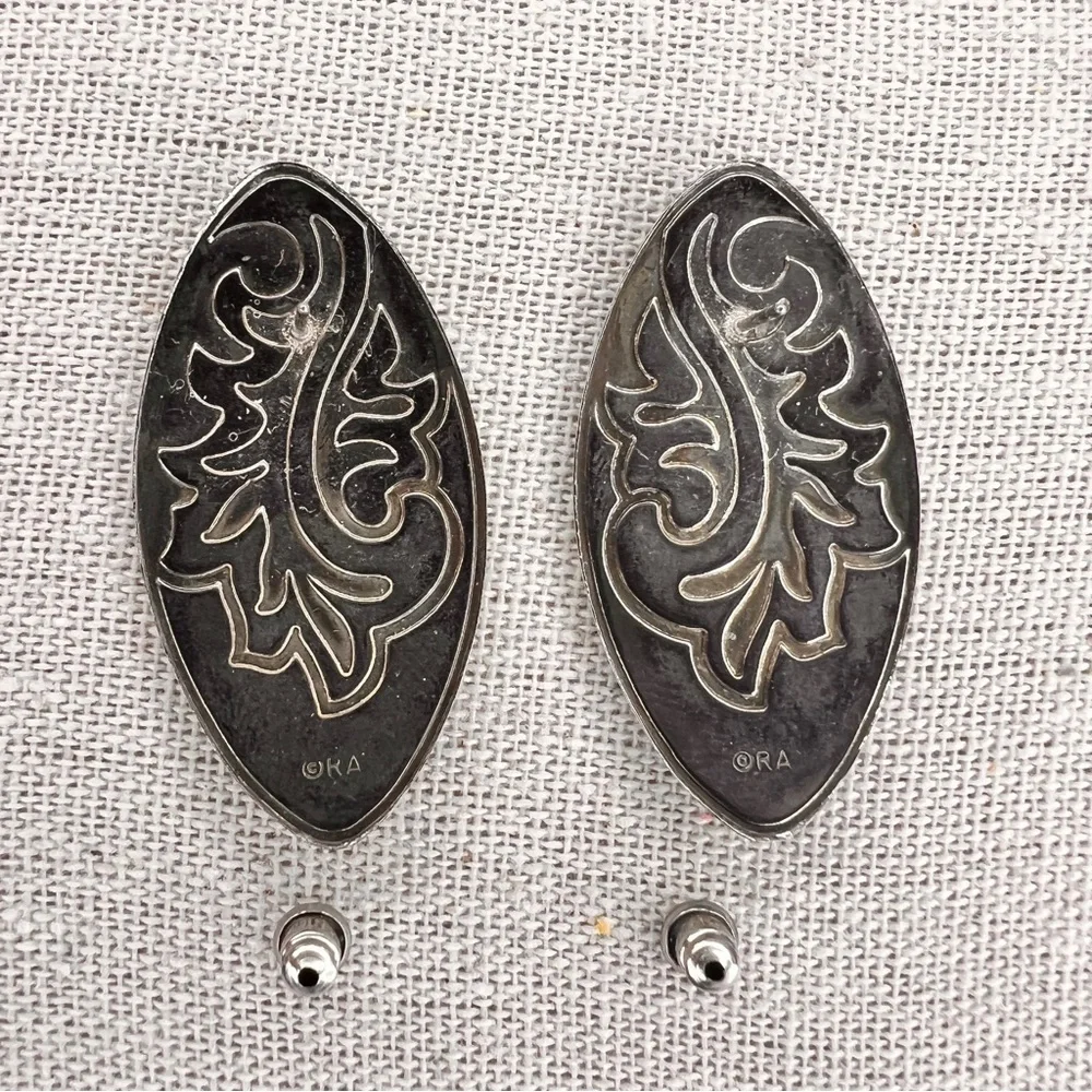 VINTAGE EARRINGS RA PASTEL CREAM DESIGN SILVER POST BACKING